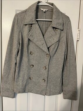 CAbi Light Gray Double-Breasted Pea Coat